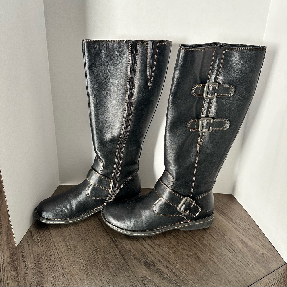 b.o.c. Black Buckle Heeled Boots